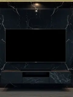 Ambiente escuro com televisão desligada