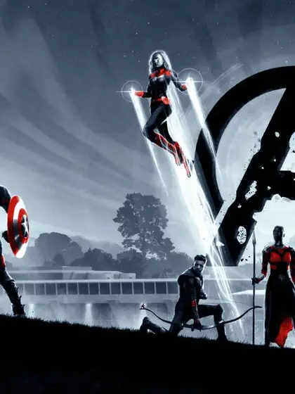 Arte ilustrativa de filme de super-heróis