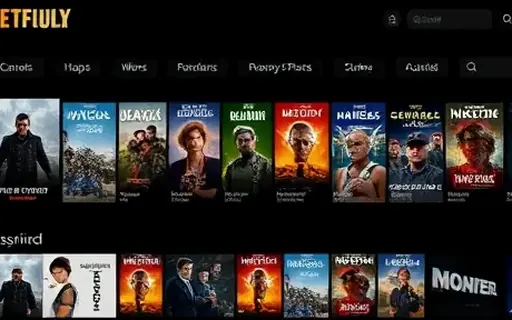 Catálogo de filmes em interface de streaming