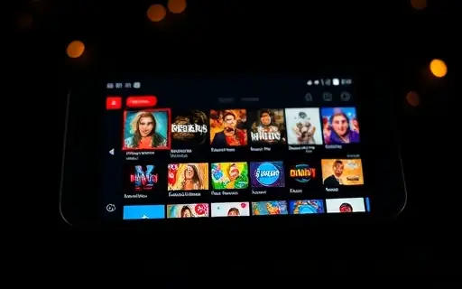 Tablet exibindo plataforma de streaming